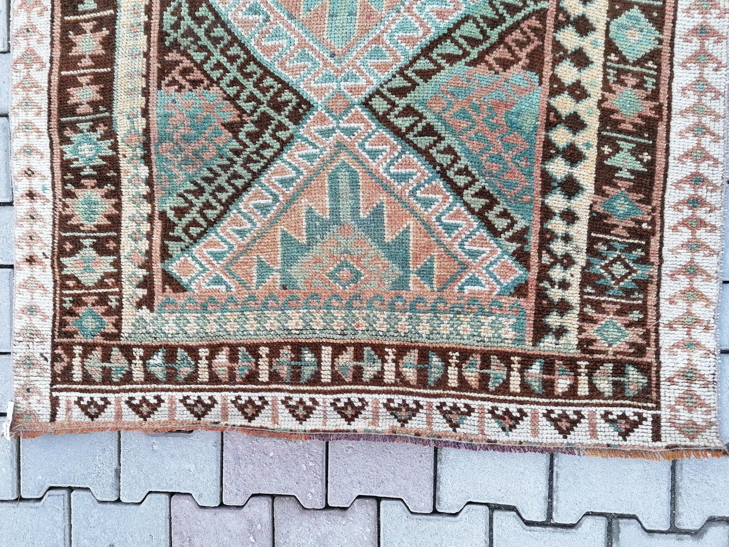 Vintage handmade wool rug, turkish oushak rug 4'2x6'8