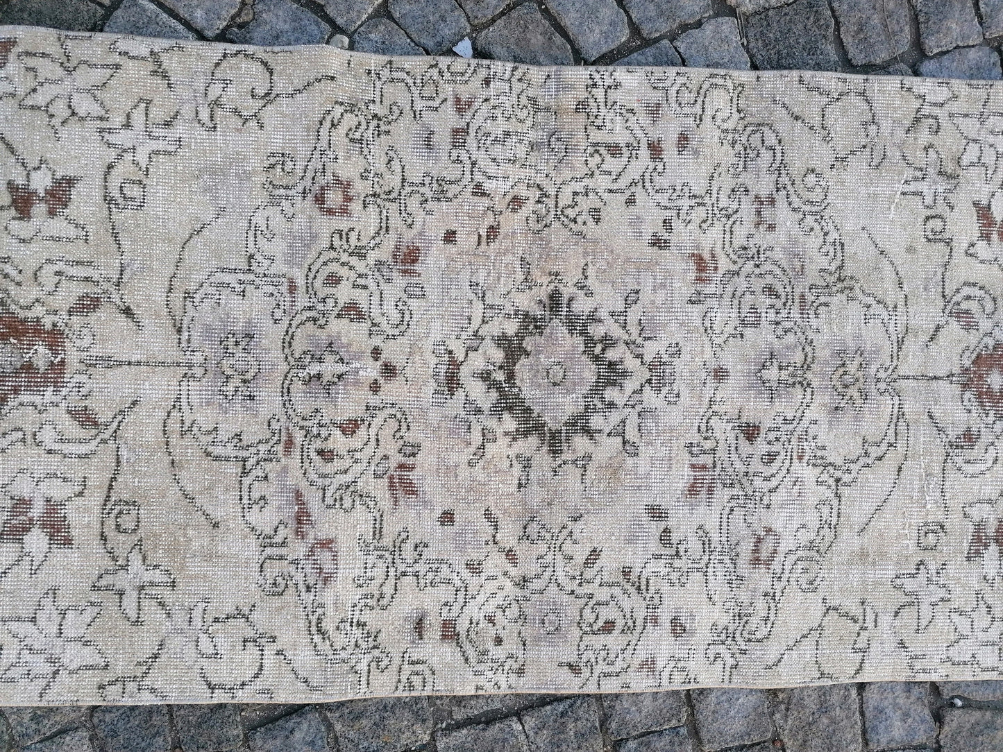 Faded turkish runner rug, hallway runner 2'7x9'5 neatural vintage wool runner, vintage handmade runner kitchen runner