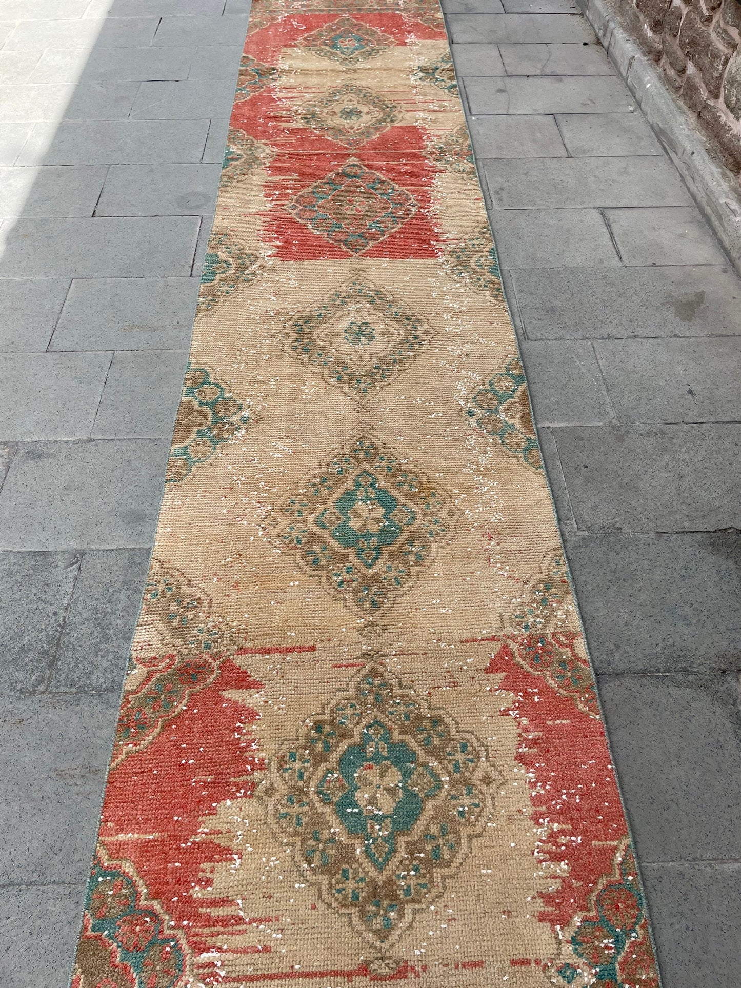 Muted Vintage Extra Long Turkish Runner Oushak  2.7 x 20.5 Stairs Runner Rug Vintage Runner XL Oriental Runner Staircase Handmade Runner