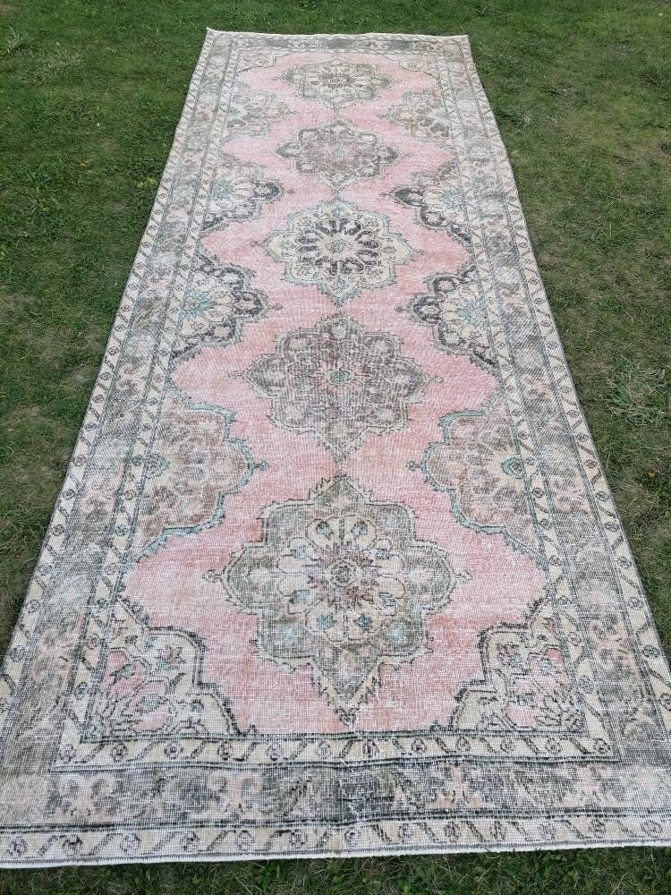 Vintage wool runner, hallway runner 4'8x12'5 distressed turkish handmade runner, kitchen runner rug, entery runner rug