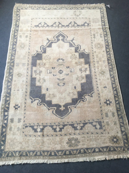 4x6 feet faded color blue turkish living room floor large rug, handmade beige bedroom area wool rug, kitchen wide rug,lounge big size carpet