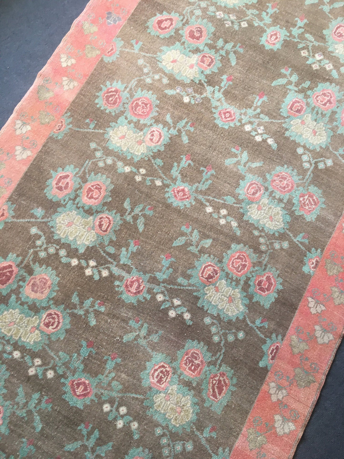 4.4x7.8 feet wool natural brown kitchen area rug, turkish handmade pink bedroom rug, large bathroom floor rug, hallway middle vintage rugs