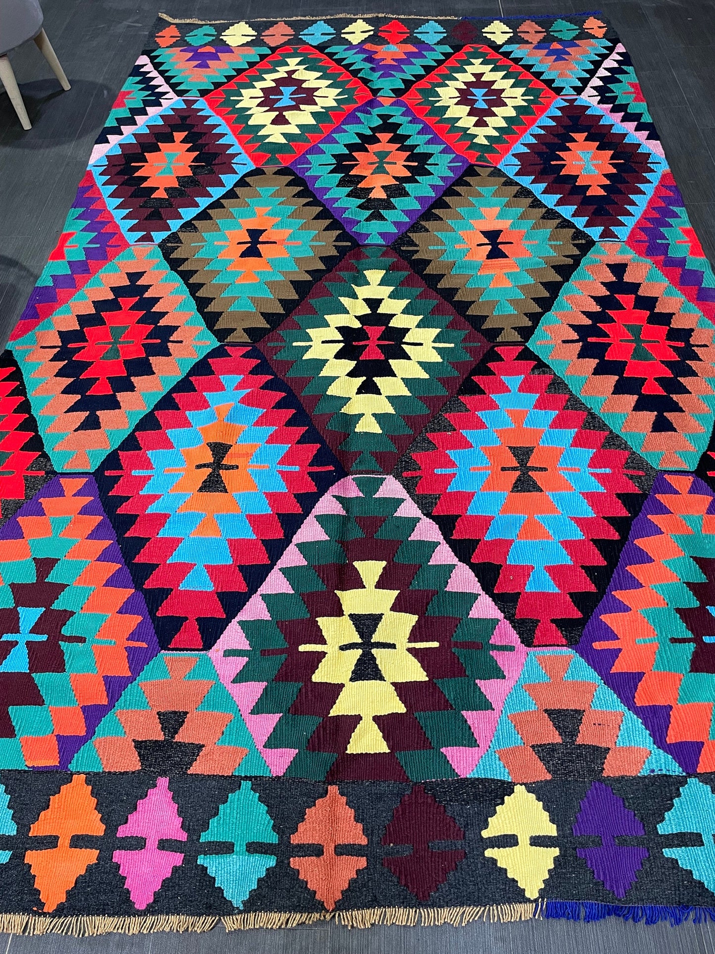 Vintage Kilim Handmade 5.7 x 9.4 Rug, Flatwoven Oushak Rug, Rustic Rug, Flat Weave Rug, Turkish Rug, Farmhouse Rug, Vintage Wool rug