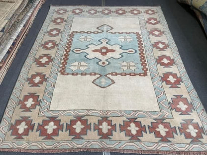 5 x 6 Large turkish oushak rug - living room rug, handmade rug