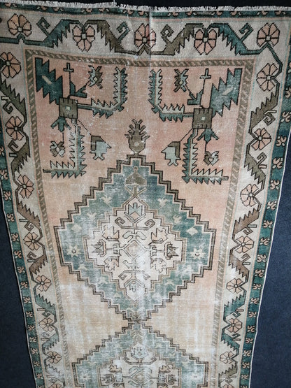 12.5 x 4.7 Large Vintage Rugs  TURKISH HAND MADE Rugs  Green Vintage Turkish Rugs   Oushak Rug  Turkish Oushak Rug, Vintage Oushak Rug