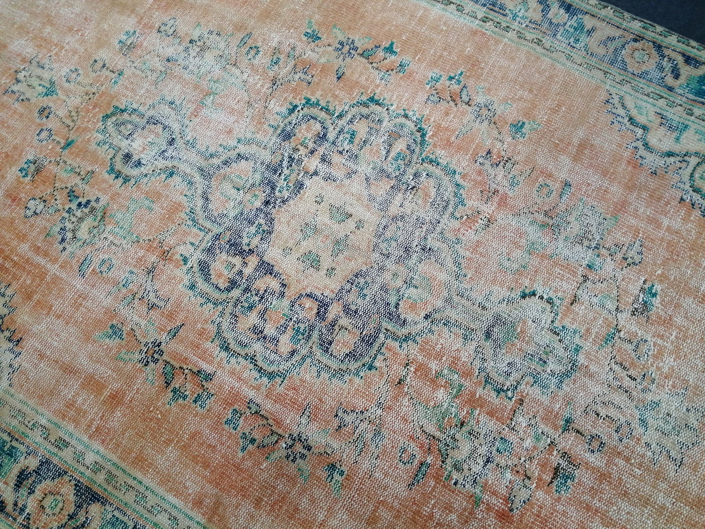 6 x 9.6 Large OUSHAK RUG TURKISH Oushak Rug Vintage Oushak Runner Rug 6 by 10 Muted Vintage Rug Wool Oushak Rug Hand Made Rugs