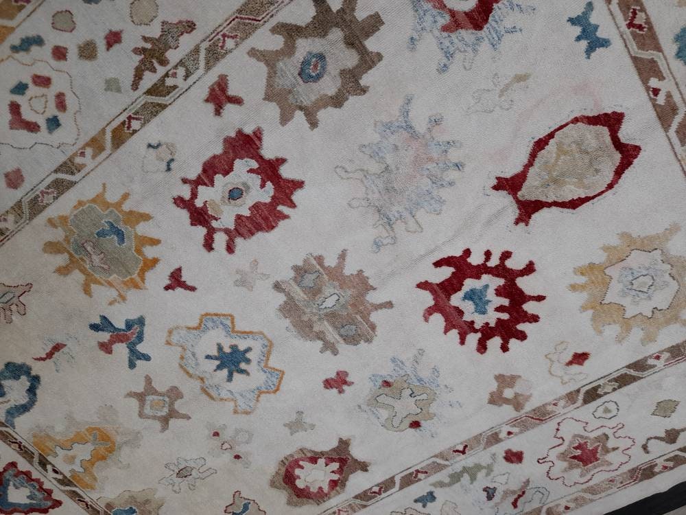 9x12 OUSHAK RUG Authentic TURKISH Oushak Rug Vintage Oushak Rug Wool Oriental Rug Hand Made Rug Hand Knotted Rug Made In Turkey Natural Dyes