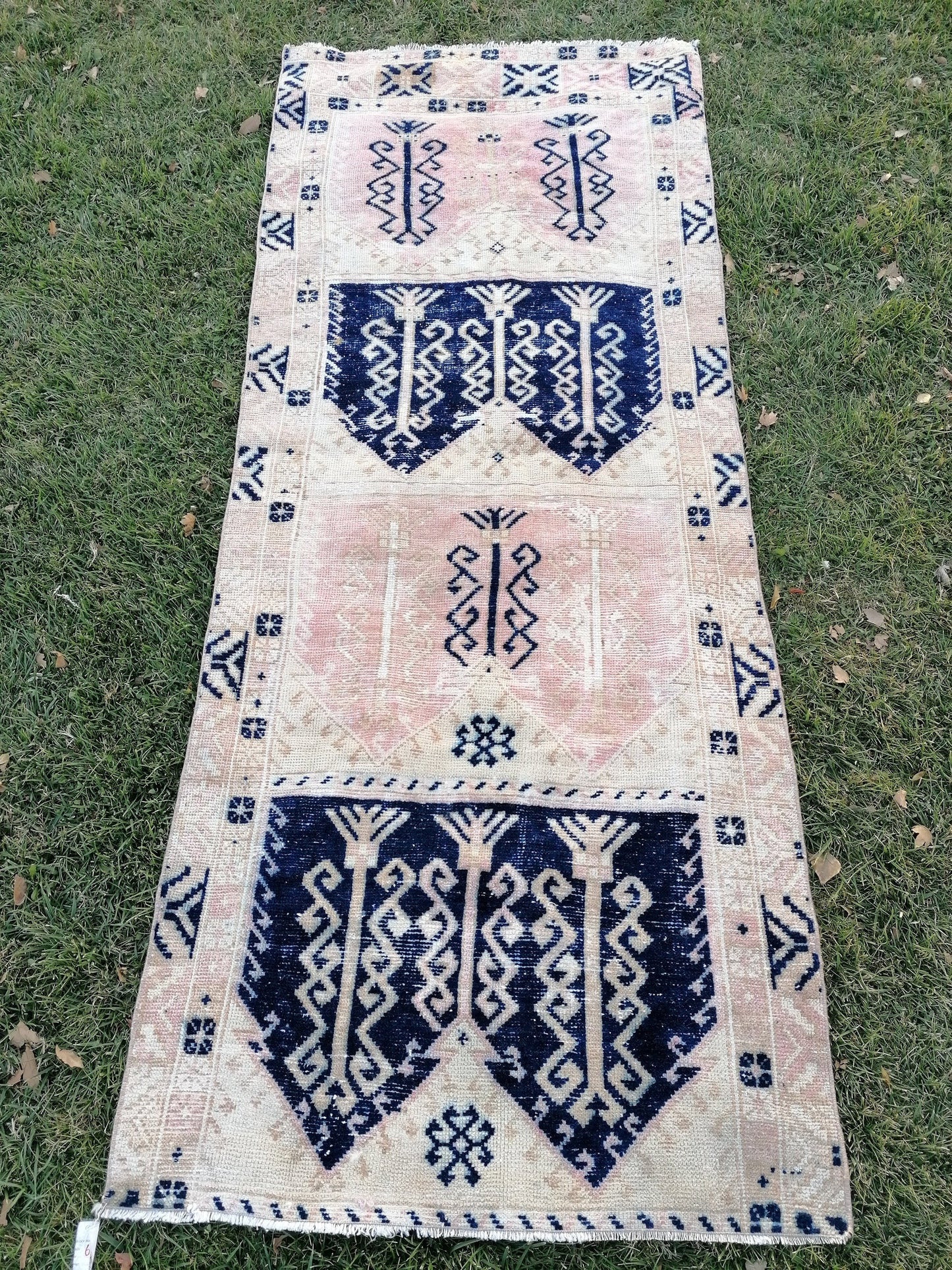 Oushak vintage rug vintage hand made rug 3'2x8'2 living room rug, area rug
