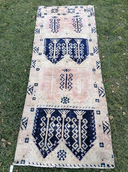 Oushak vintage rug vintage hand made rug 3'2x8'2 living room rug, area rug