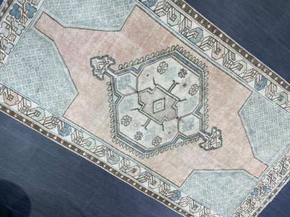 Handmade Rug, Hand Knotted 3.8 x 7 Rug, Oushak Rug, Rustic Rug, Bohemian Rug, Turkish Rug, Antique Rug, Vintage Rug, Wool rug