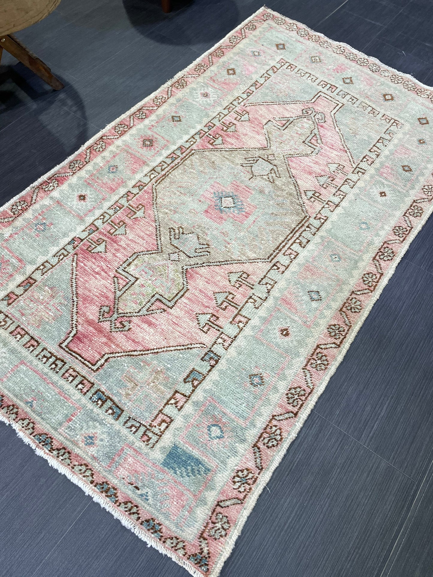 Handmade Rug, Hand Knotted 3x5.4 Rug, ShabbyChic Rug,Rustic Rug, OUSHAK Rug, Turkish Rug, Farmhouse Rug,Vintage Rug, Minimalist Rug