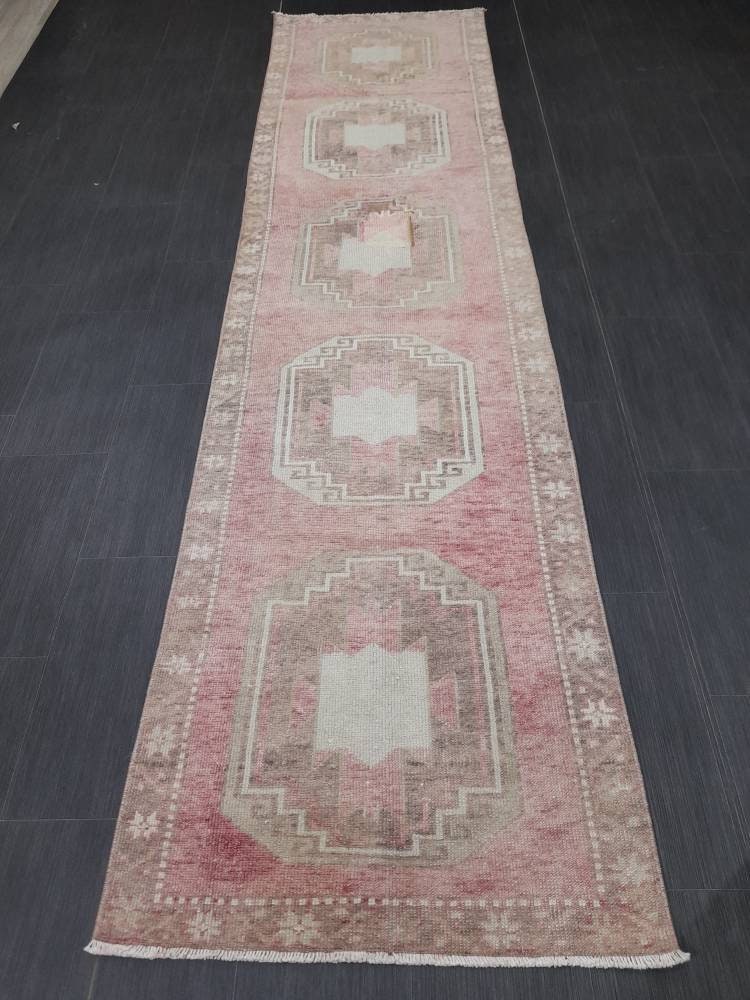 Muted Vintage Runner Rug 2.7 x 10.8 Muted Turkish Runner Rug Vintage Runner Rug Hallway Runner Rug Kitchen Runner Rug Hallway Runner Rug