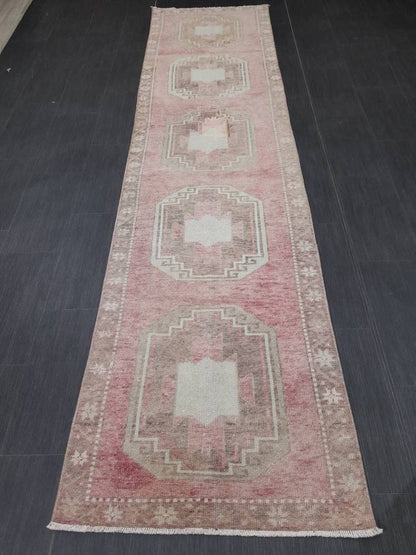 Muted Vintage Runner Rug 2.7 x 10.8 Muted Turkish Runner Rug Vintage Runner Rug Hallway Runner Rug Kitchen Runner Rug Hallway Runner Rug