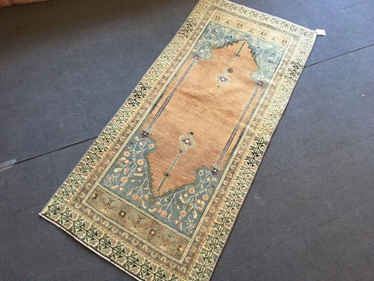 3x6.5 feet turkish oushak rug, natural living room rug, muted soft color rug, vintage hand made kitchen rug, wool bohemian bedroom floor rug