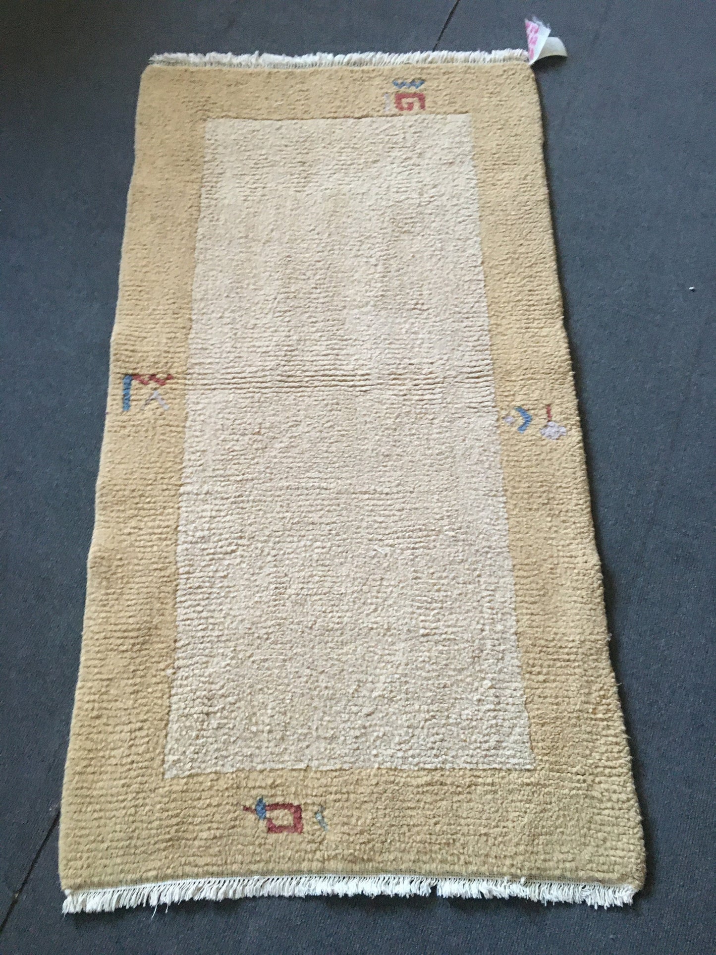 2.4x4.4 feet natural wool handmade turkish runner, mini vintage kitchen runner, oushak brown living room rug, bedroom area runner, beige rug