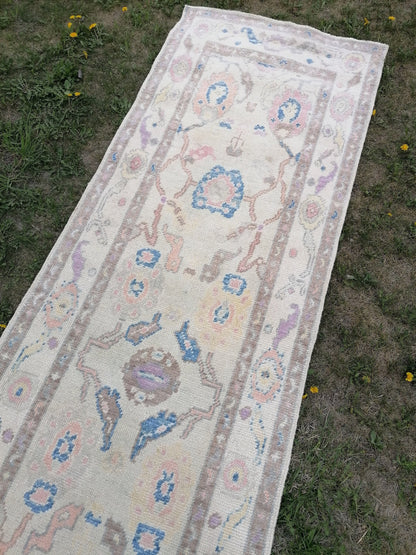 Oushak wool runner rug 2'10x14'5 turkish new production oushak runner, hallway runner rug