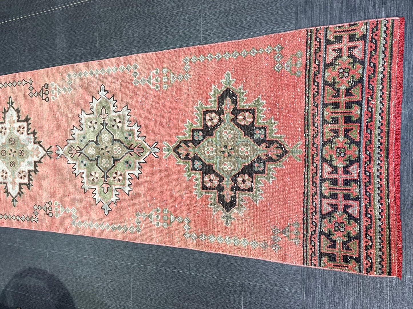 Vintage Runner Rug, Handmade 2.6 x 11 Runner Rug, Hand Knotted Runner Rug, Hallway Runner Rug, Kitchen Runner Rug Wool Runner