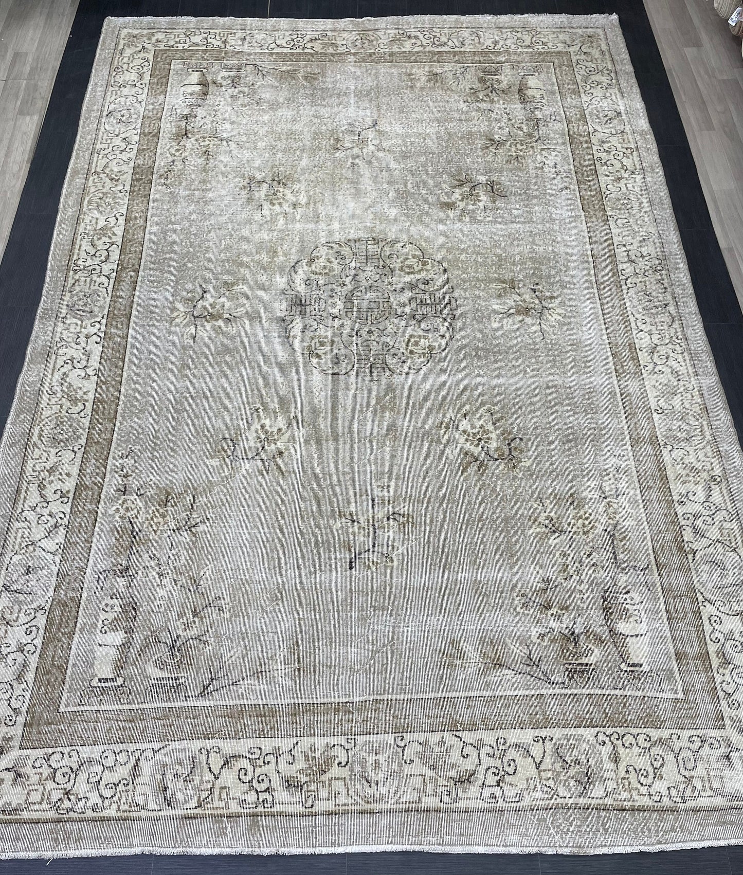 Large Muted Oushak Rug Large Area Antique 8.4 x 12.2 Vintage Turkish Rug Hand Knotted Rug Vintage Handmade Persian Rug