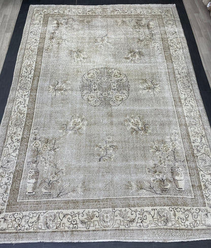 Large Muted Oushak Rug Large Area Antique 8.4 x 12.2 Vintage Turkish Rug Hand Knotted Rug Vintage Handmade Persian Rug