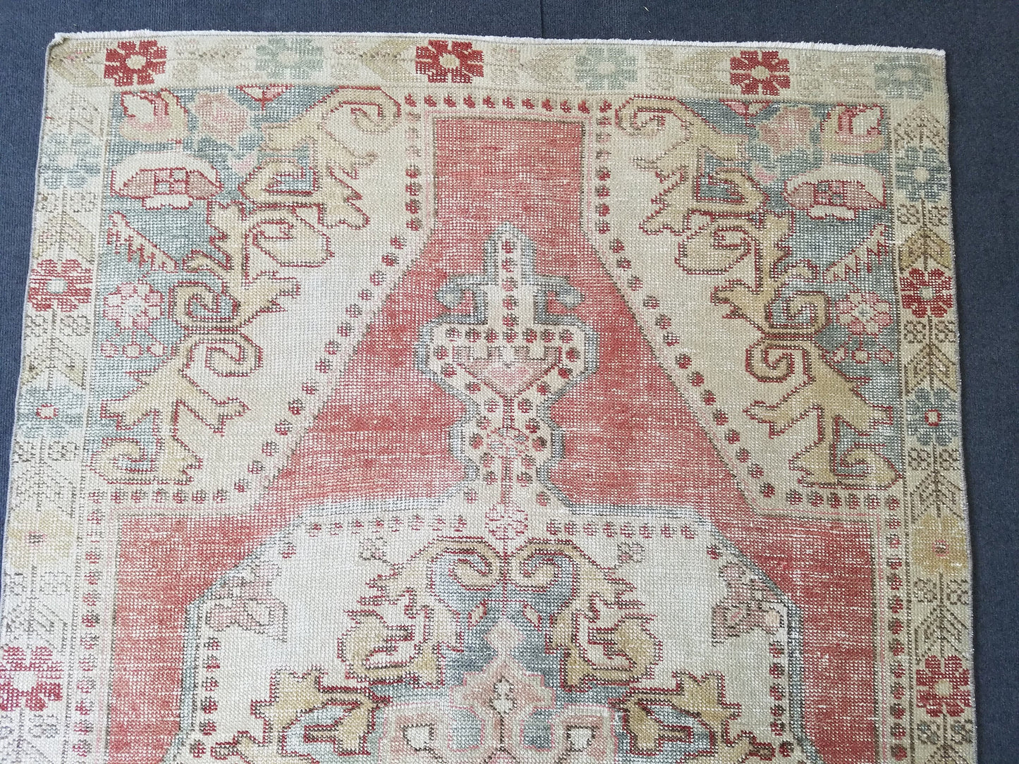 Distressed vintage wool rug, turkish handmade rug 4'4x7'3 oushak rug,living room rug, bohemian rug