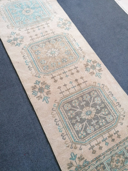 2'6x11'6 turkish runner rug, runner rug,vintage, oushak runner rug, kitchen runner rug, hallway runner rug,vintage runner rug,oushak runner