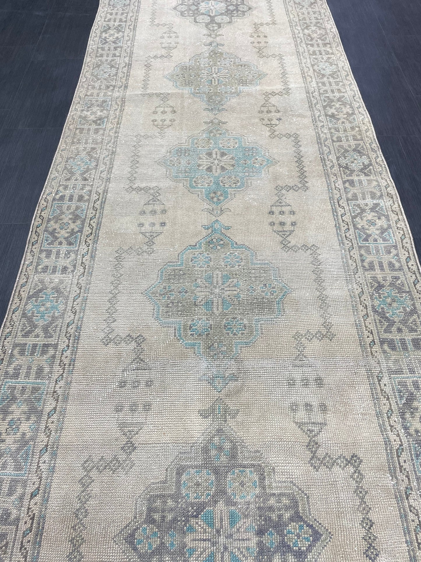 Muted Vintage Runner Rug 3.9 x 11.6 Vintage Persian Runner Rug  Hallway Runner Rug Turkish Runner Kitchen Runner Rug Antique Wool Runner
