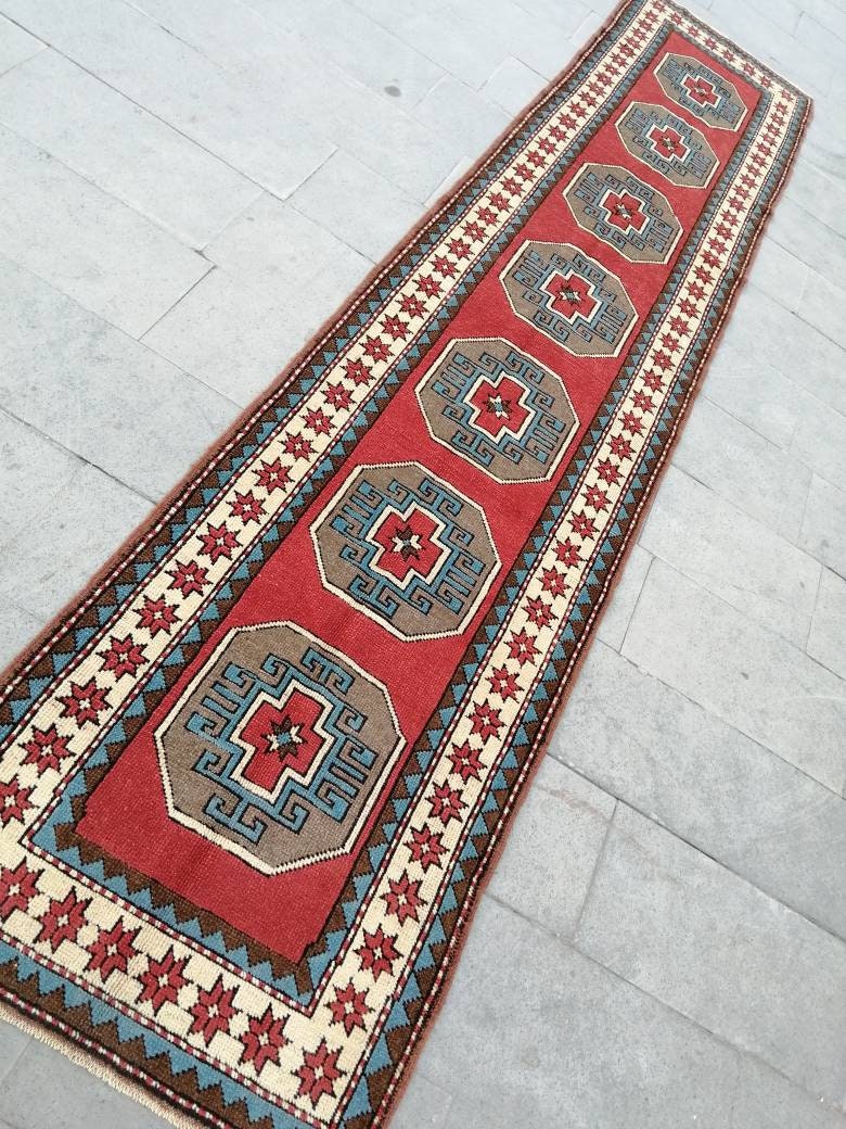 XL Turkish Runner Rug 2.8 x 13 Vintage Runner Rug Hallway Runner Rug Kitchen Runner Rug Staircase l Runner Rug Extra Long Oushak Runner