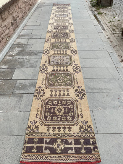 Long Vintage Runner Rug, Stairs Runner Rug 2.5 x 20 ft, Handmade Runner Rug, XL Oriental Runner Rug, Staircase Hand Knotted Runner