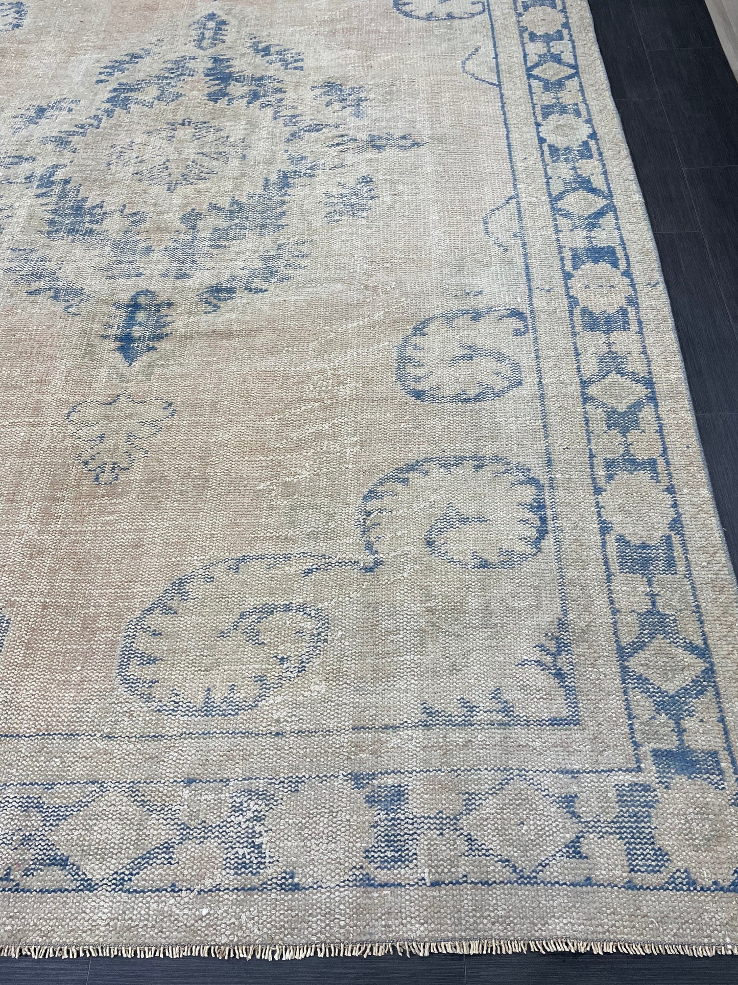 Large MUTED Rug Vintage 7.5 x 11.4 Handmade Rug, Oushak Rug Natural Rustic Rug ORIENTAL Rug Turkish Rug Hand Knotted Neutral Persian rug