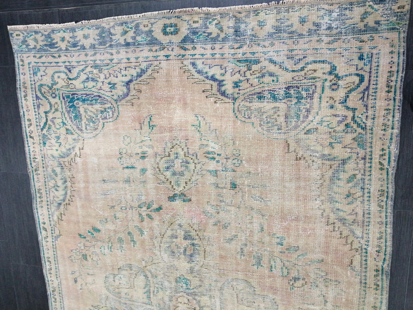 9.5 x 5.4 Distressed Rugs, Hand Made Rug, Oushak Rug, Rustic Rug, Bohemian Rug, Rug Runner, Turkish Rug, Farmhouse Rug, Vintage Rug