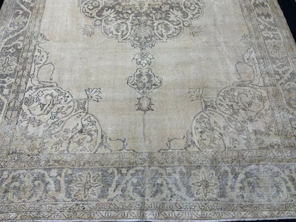 Muted Vintage rug, Muted Persian 7.5 x 11.5 Rug, turkish Rug, Oushak rug, Antique Rug, Distressed Handmade Rug, Hand Knotted wool Rug,