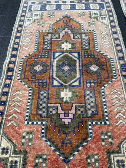 Coordinating Small Rug Turkish Rug Mini Twin Small Area Rug 1.7 x 3.3 Turkish Pair of Persian Hand Made Rug Matching Oriental Vintage Rug
