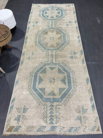 Antique Runner Rug, Vintage 3.7 x 10 Runner Rug, Persian Runner, Handmade Runner Rug, Turkish Runner Rug, Kitchen Runner, Hallway Runner