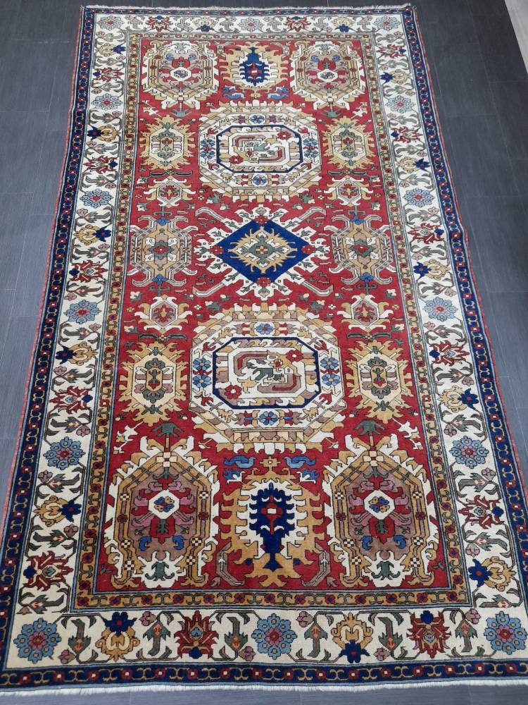 High Wool Pile Vintage RUG 6 x 10.3 TURKISH Rug Vintage Quality Oriental Rug Shirvan Rug Wool Oushak Rug Blue Rug Persian Rug Hand Made Rug