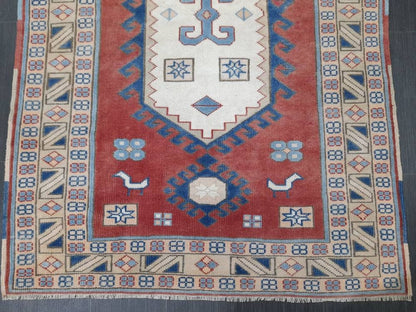 VINTAGE RUG 4.4 x 6.3 TURKISH Rug Vintage Oushak Rug Hand Knotted Rug Wool Oushak Rug Hand Made Rugs Vintage Turkish Rug Hand Knotted Rug