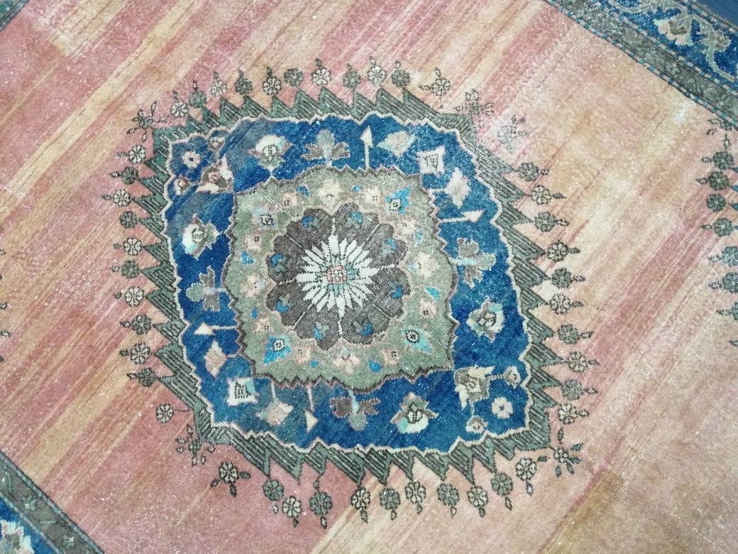 Turkish RUG 6.5 x 8.9 Oushak Rug Vintage Oriental Rug Vintage Persian Rug Wool Hand Knotted Rug Handmade Rugs Vintage Turkish Rug