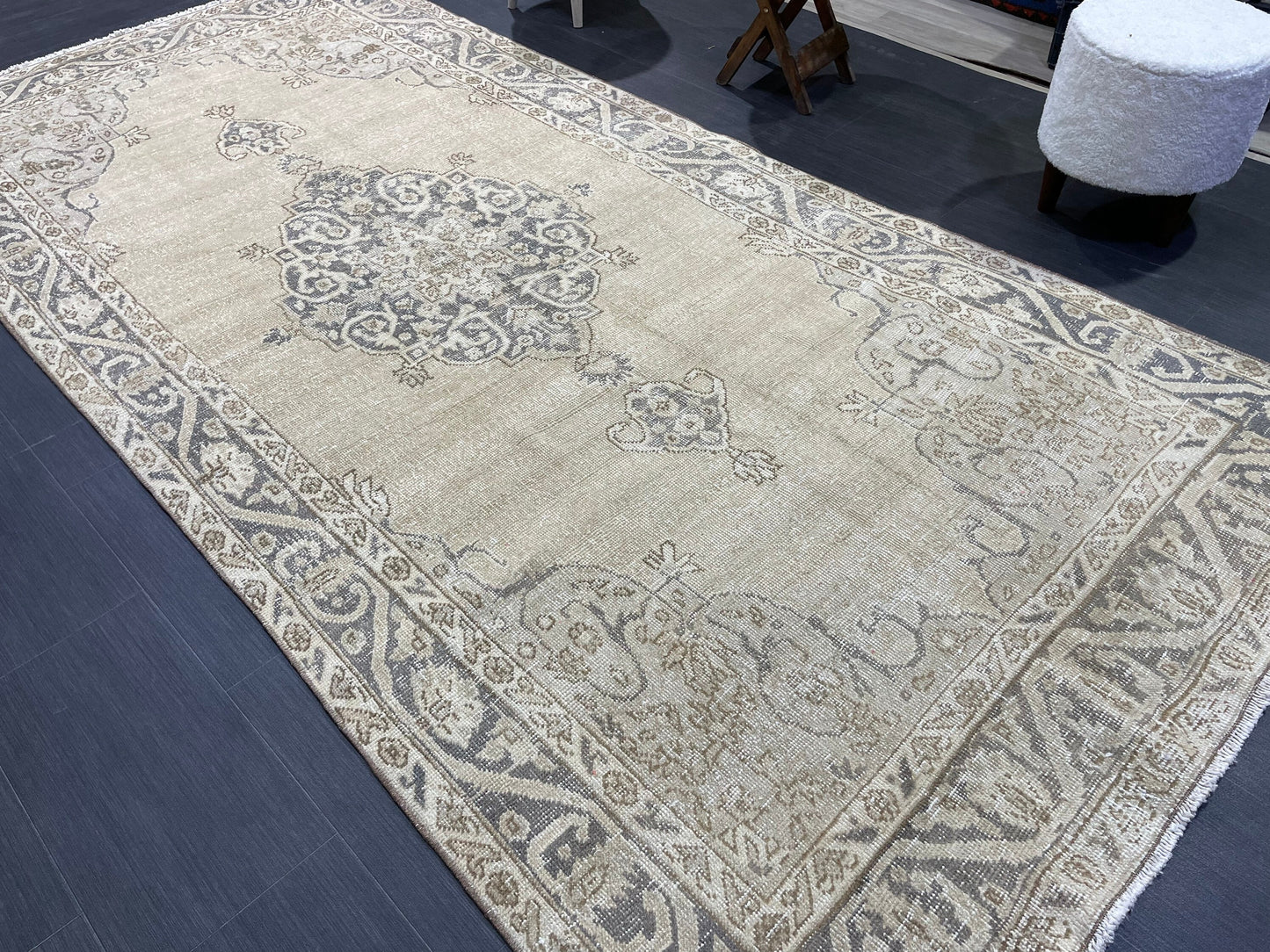 Handmade Rug, Vintage 4.9 x 10 Turkish Rug, Persian Rug, NATURAL Wool Rug, Living Room Rug, Oushak Rug, Hand Knotted Rug, Kitchen Rug,