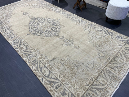 Handmade Rug, Vintage 4.9 x 10 Turkish Rug, Persian Rug, NATURAL Wool Rug, Living Room Rug, Oushak Rug, Hand Knotted Rug, Kitchen Rug,