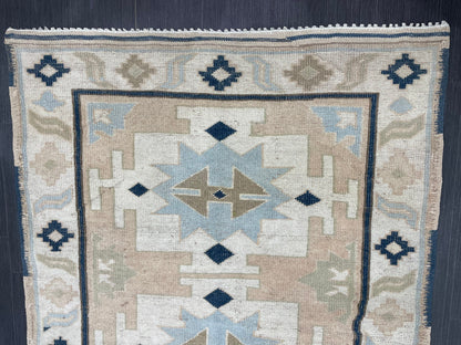 Vintage Rug TURKISH 4.3 x 6.9 Rug Handmade Rug Vintage Persian Rug Oushak Rug  Hand Knotted RugTurkish Rug Vintage Oushak Rug, Wool Rug