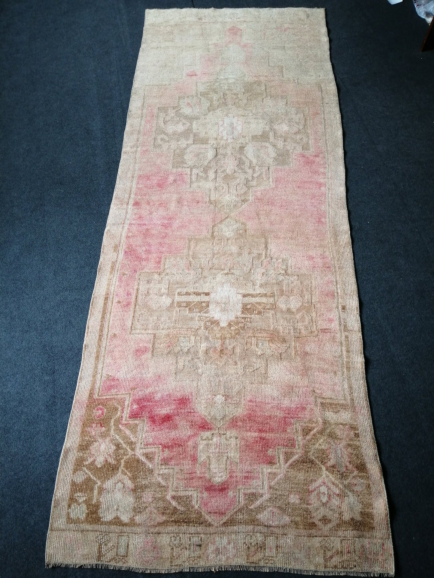 3.7 x 10 Oushak Runner Rug Turkish Runner Rug Pink Vintage Runner Rug Hallway Runner Rug Kitchen Runner Wool Runner Rug Company Wholesalerug
