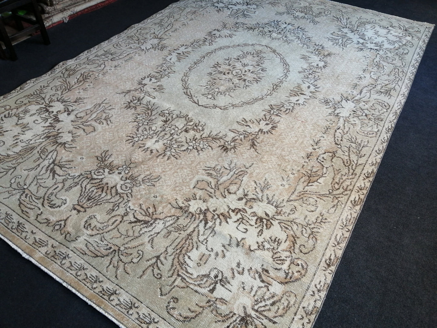 6.7 x 10.2 OUSHAK RUG TURKISH Oushak Rug Vintage Oushak Runner Rug Vintage Runner Rug Wool Oushak Rug Hand Made Rugs Vintage Turkish Rug