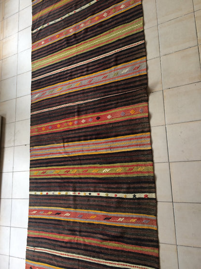 Vintage rug , Flat woven Kilim Rug With Embroidery Rug, Oriental Carpet, Vintage Kilim Rug Wool Carpet Rug, Flat Pile Rug