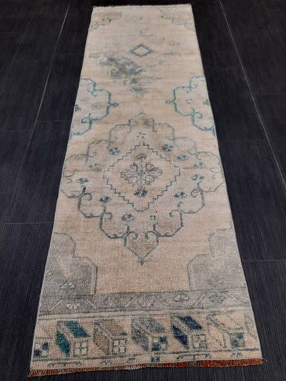Short Oriental Runner 2 x 6.4 Runner Hand Made TURKISH Runner Vintage Runner Muted Vintage Persian Muted Runner Rug Wool ON Wool Foundation