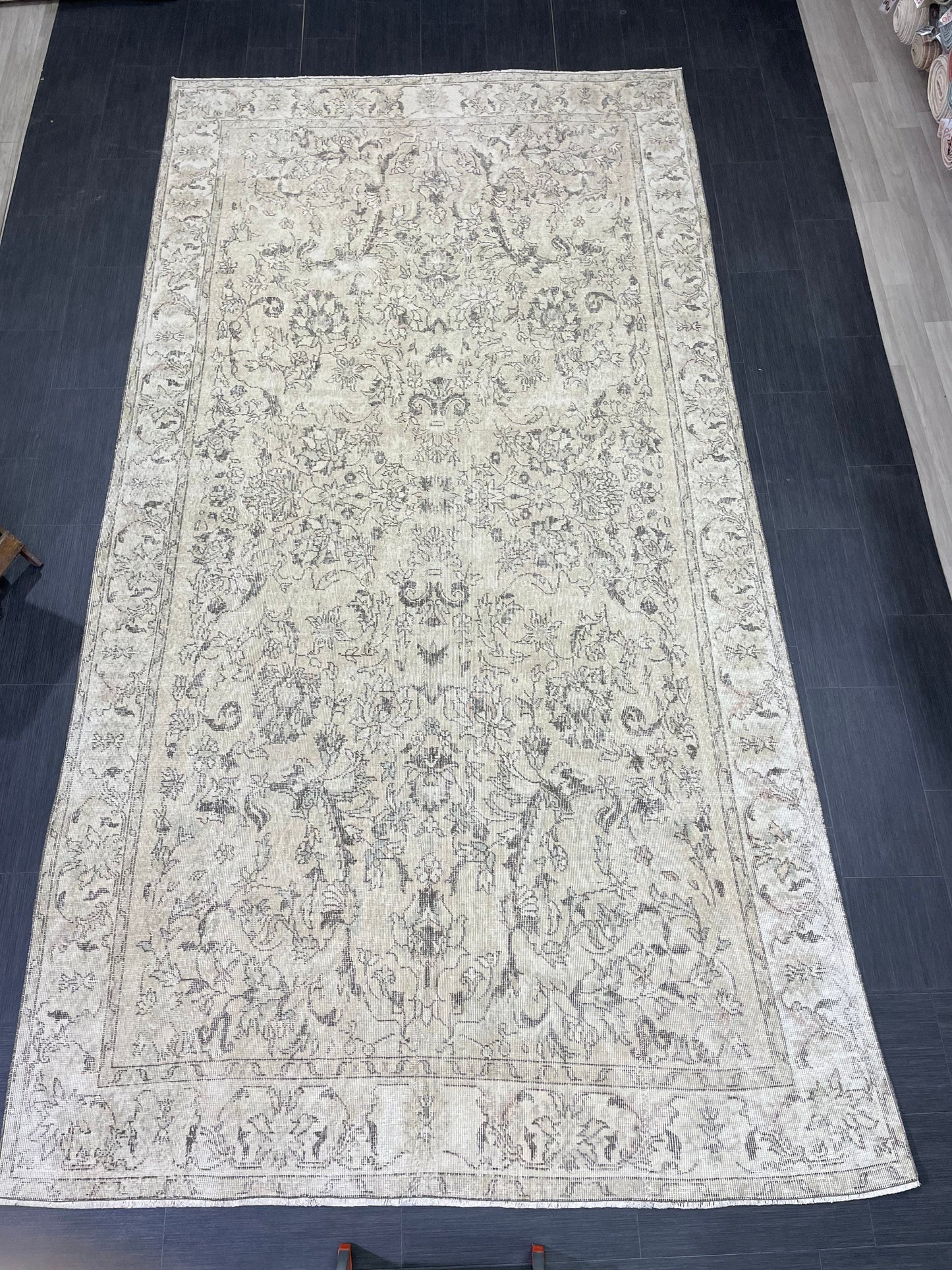Vintage Rug TURKISH 6.2 x 12 Rug Handmade Rug Distressed Rug  Large Oushak Rug Oushak Rug, Wool Rug Hand Knotted Rug 6x12 ft