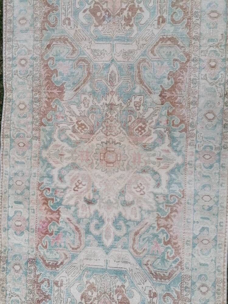 Turkish rug, vintage rug 4'2x8'3 oushak bohemian rug, area rug