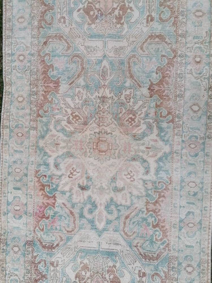 Turkish rug, vintage rug 4'2x8'3 oushak bohemian rug, area rug