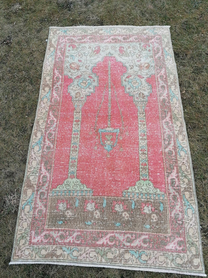 Turkısh rug 5'5x3'3 vıntage rug,wool rug,