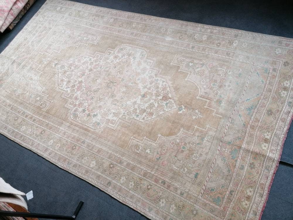 7x12'3 large oushak rug, pastel living room hand made rugs vintage turkish wool rug