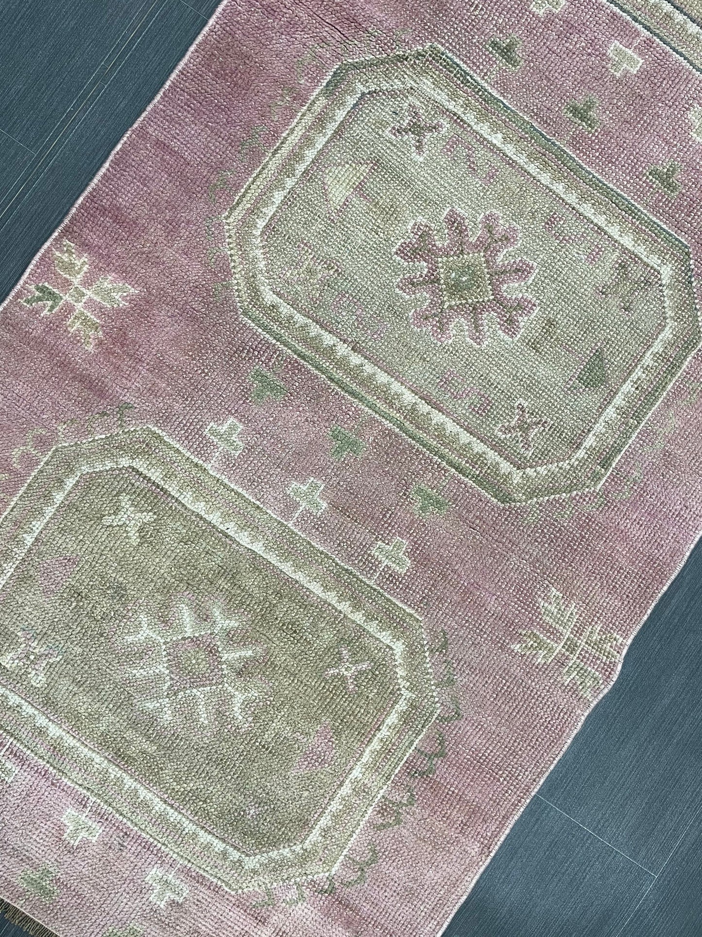 Short Oushak Runner Rug 3 x 7.5 Turkish Runner Rug Vintage Runner Rug Hallway Runner Rug Kitchen Runner Rug Wool Runner Rug Wool Oushak Rug