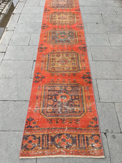 Vintage Staircase Runner Rug 2.3 x 28.4 ft Extra Long TURKISH Runner Rug Vintage Runner Rug Runner Rug  Runner Hand Knotted Runner